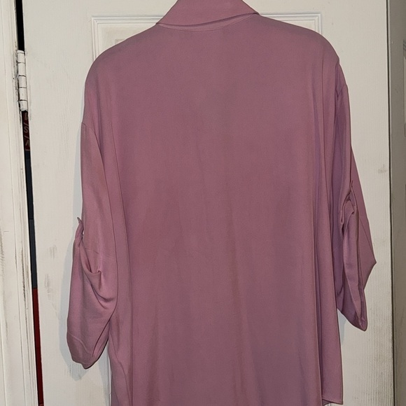 ZARA WOMEN FLOWY PINK POCKET SHIRT ROLLED UP SLEEVES SIZE L .NEW WITH TAGS - Picture 10 of 10